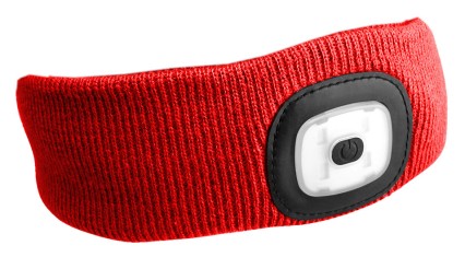 Cinta con linterna frontal 180 lm, recargable, USB, talla única, algodón/PE, roja