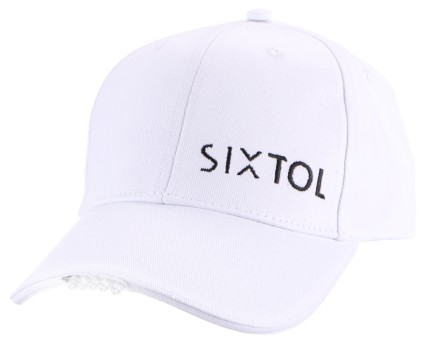 Gorra con luz LED B-CAP 25 lm, recargable, USB, talla universal, blanco