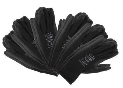 Guantes de trabajo de poliéster semi-recubierto de PU GUANTE PE-PU 10, negro, talla 10