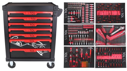 Carro de taller para herramientas MECHANIC TROLLEY KEVIN 274, 7 cajones, 274 piezas de herramientas