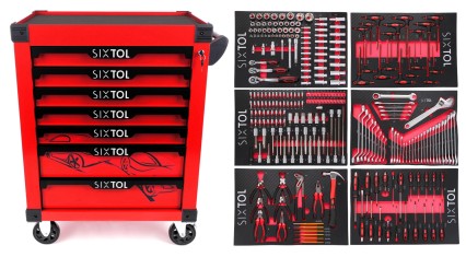 Carro de taller para herramientas MECHANIC TROLLEY KEVIN RED 274, 7 cajones, 274 piezas de herramien