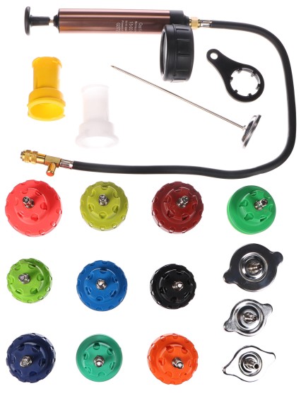 Juego para la prueba del sistema de refrigeración MECHANIC COOLING TESTER 18, 0-2,5bar, 18 piezas