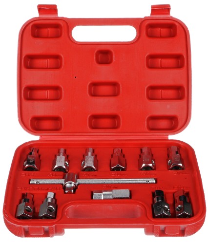 Juego para vaciado de aceite MECHANIC OIL DRAIN SET 12, Hex + cuadrado, 12 piezas