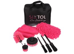 Juego multifuncional de herramientas para limpieza y lavado del coche CAR DETAILING PINK 9, 9 piezas