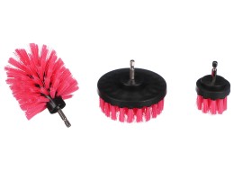 Juego de cepillos para taladro para limpieza de coche CAR DETAILING DRILL BRUSH PINK 3, 3 piezas
