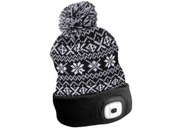 Gorro con linterna frontal 180 lm, recargable, USB, talla única, algodón/PE, negro de invierno