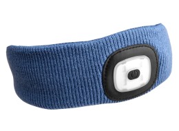 Banda frontal con linterna 180 lm, recargable, USB, talla universal, algodón/PE, azul