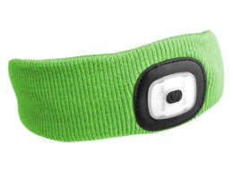 Diadema con linterna frontal 180 lm, recargable, USB, talla única, algodón/PE, verde fluorescente