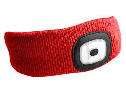Cinta con linterna frontal 180 lm, recargable, USB, talla única, algodón/PE, roja