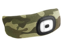 Cinta con linterna frontal 180 lm, recargable, USB, talla única, algodón/PE, camuflaje