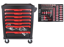 Carro de taller para herramientas MECHANIC TROLLEY KEVIN 80, 7 cajones, 80 piezas de herramientas