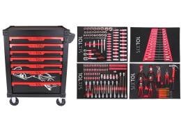 Carro de taller para herramientas MECHANIC TROLLEY KEVIN 210, 7 cajones, 210 piezas de herramientas