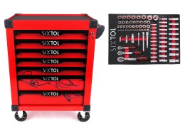 Carro de taller para herramientas MECHANIC TROLLEY KEVIN RED 80, 7 cajones, 80 piezas de herramienta