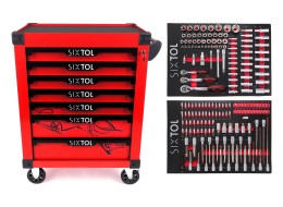 Carro de taller para herramientas MECHANIC TROLLEY KEVIN RED 182, 7 cajones, 182 piezas de herramien