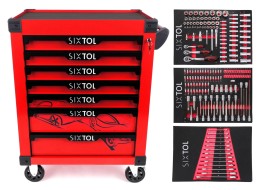 Carro de taller para herramientas MECHANIC TROLLEY KEVIN RED 195, 7 cajones, 195 piezas de herramien