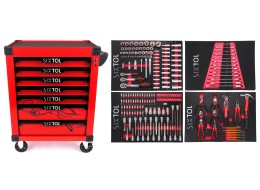 Carro de taller para herramientas MECHANIC TROLLEY KEVIN RED 210, 7 cajones, 210 piezas de herramien
