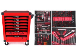 Carro de taller para herramientas MECHANIC TROLLEY KEVIN RED 253, 7 cajones, 253 piezas de herramien