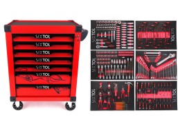 Carro de taller para herramientas MECHANIC TROLLEY KEVIN RED 274, 7 cajones, 274 piezas de herramien
